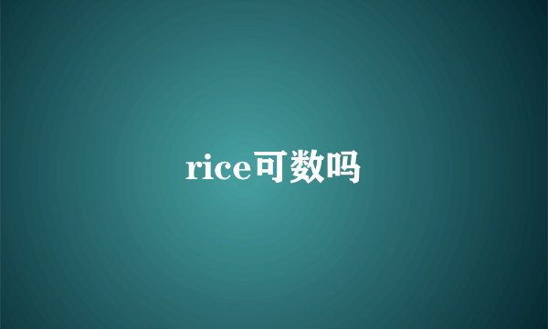 rice可数吗