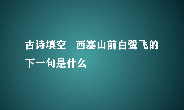 古诗填空   西塞山前白鹭飞的下一句是什么