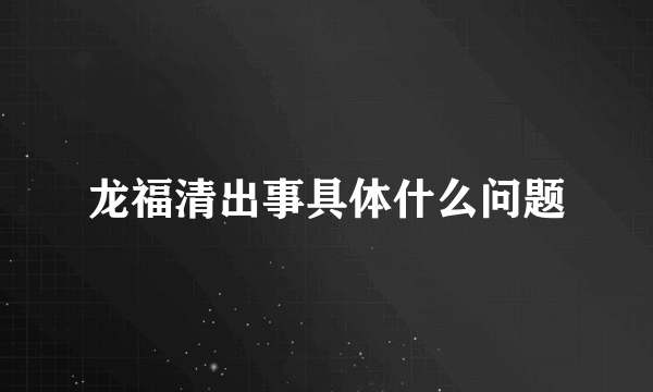 龙福清出事具体什么问题