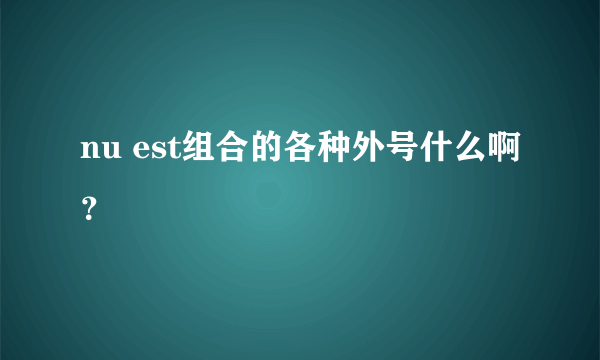 nu est组合的各种外号什么啊？