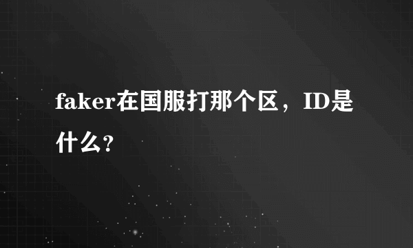 faker在国服打那个区，ID是什么？