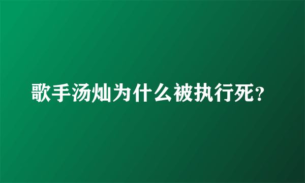 歌手汤灿为什么被执行死？