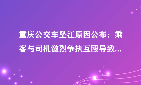 重庆公交车坠江原因公布：乘客与司机激烈争执互殴导致车辆失控