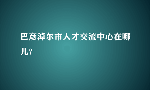 巴彦淖尔市人才交流中心在哪儿?