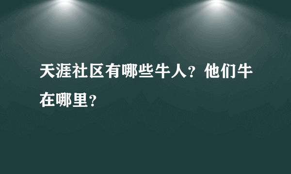 天涯社区有哪些牛人？他们牛在哪里？