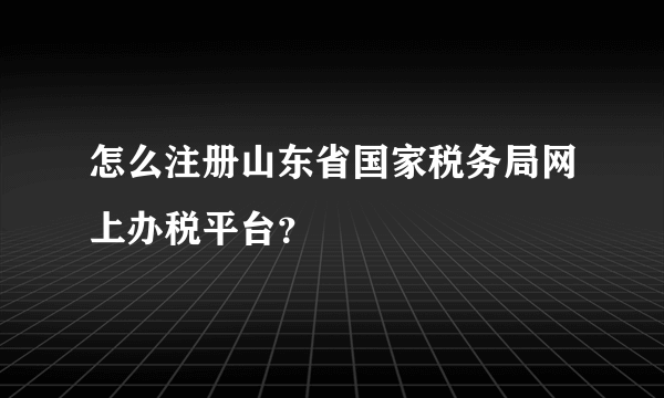 怎么注册山东省国家税务局网上办税平台？