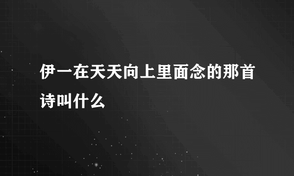 伊一在天天向上里面念的那首诗叫什么