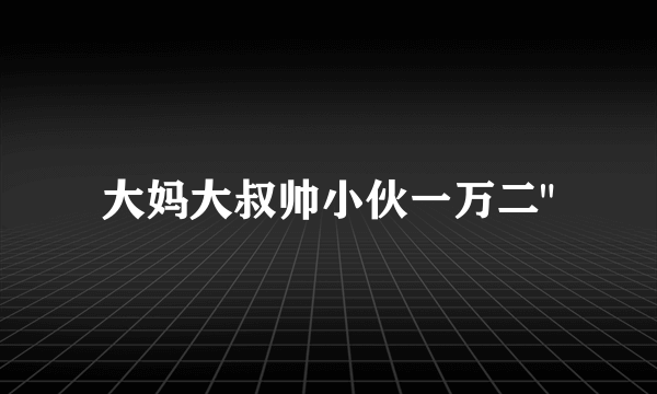 大妈大叔帅小伙一万二