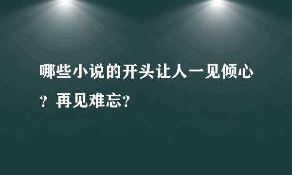 哪些小说的开头让人一见倾心？再见难忘？