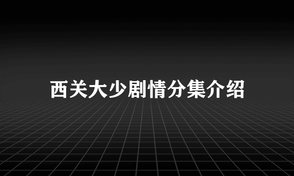 西关大少剧情分集介绍