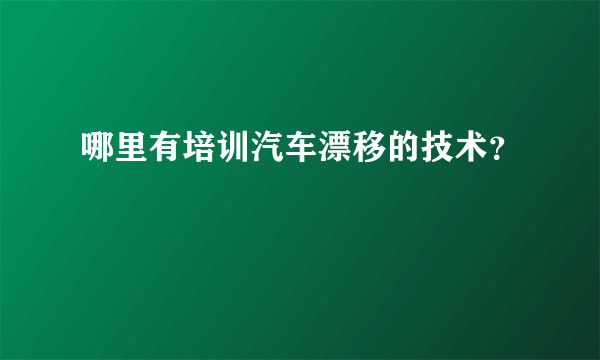 哪里有培训汽车漂移的技术？