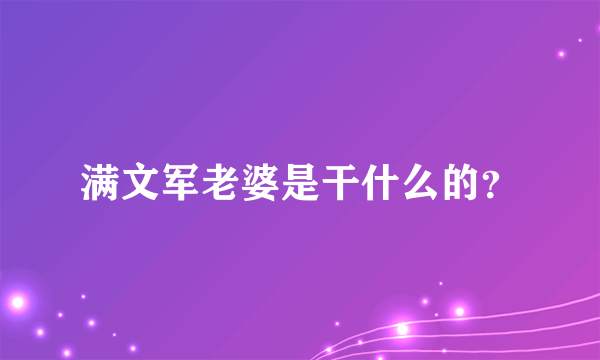 满文军老婆是干什么的？