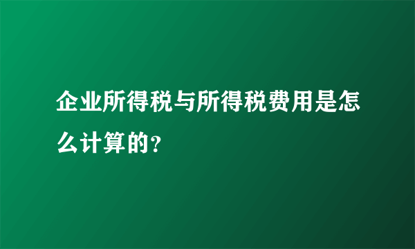 企业所得税与所得税费用是怎么计算的？