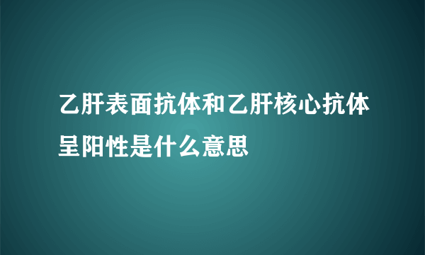 乙肝表面抗体和乙肝核心抗体呈阳性是什么意思