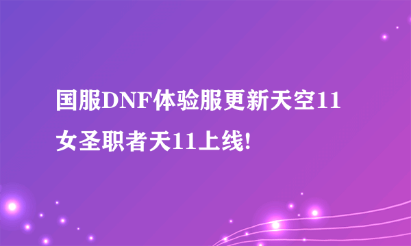 国服DNF体验服更新天空11 女圣职者天11上线!