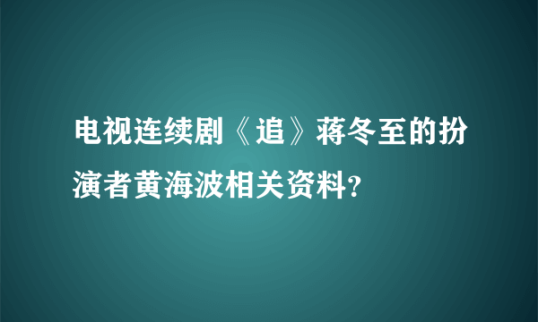 电视连续剧《追》蒋冬至的扮演者黄海波相关资料？