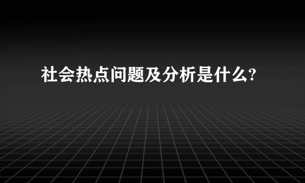 社会热点问题及分析是什么?