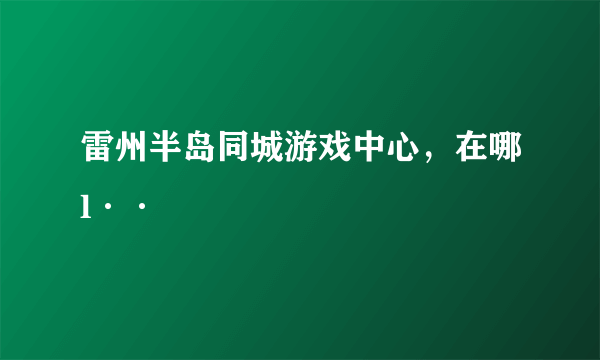 雷州半岛同城游戏中心，在哪l··