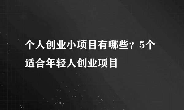 个人创业小项目有哪些？5个适合年轻人创业项目