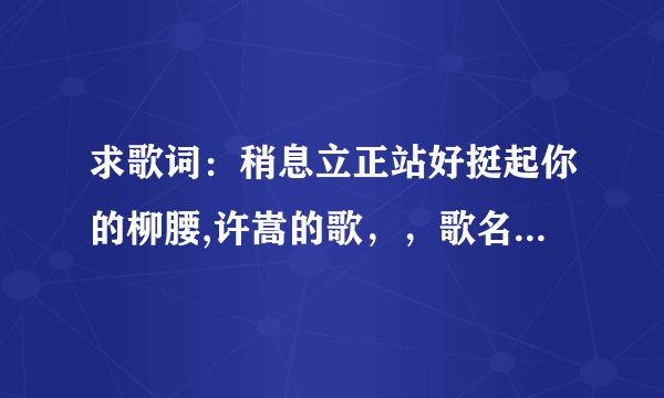 求歌词：稍息立正站好挺起你的柳腰,许嵩的歌，，歌名是啥我网了，求此歌名