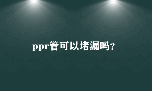 ppr管可以堵漏吗？