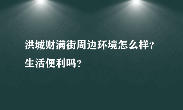 洪城财满街周边环境怎么样？生活便利吗？