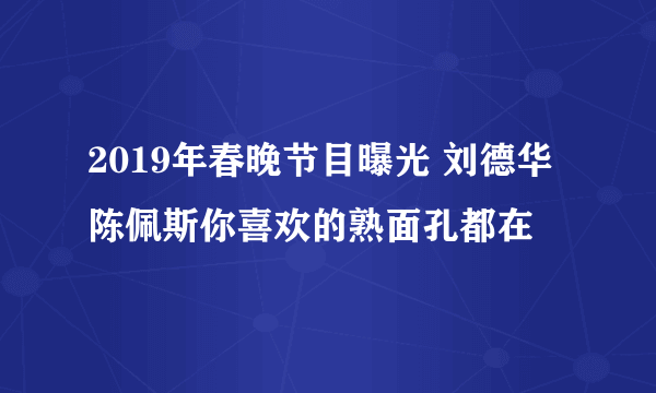 2019年春晚节目曝光 刘德华陈佩斯你喜欢的熟面孔都在