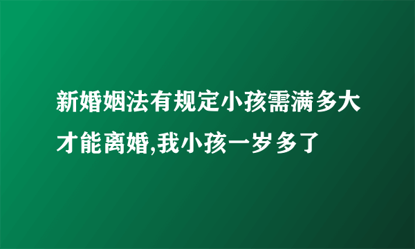 新婚姻法有规定小孩需满多大才能离婚,我小孩一岁多了