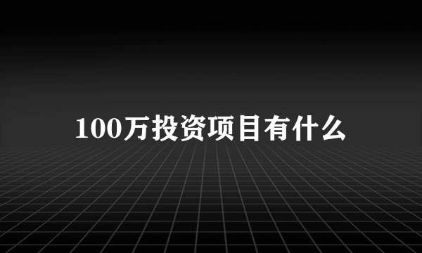 100万投资项目有什么