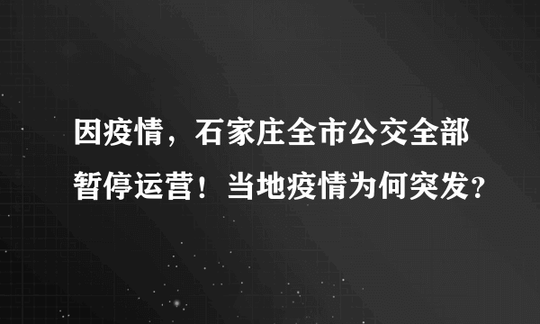 因疫情，石家庄全市公交全部暂停运营！当地疫情为何突发？