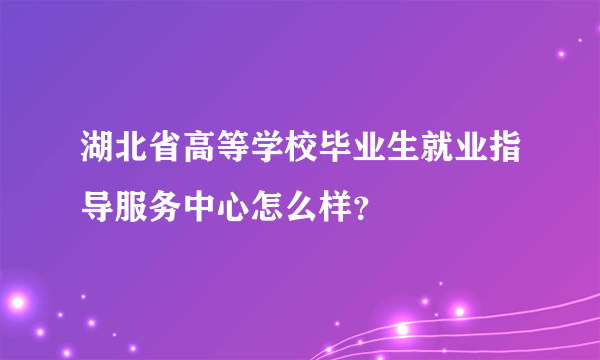 湖北省高等学校毕业生就业指导服务中心怎么样？