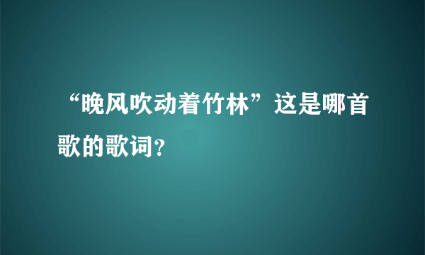 “晚风吹动着竹林”这是哪首歌的歌词？