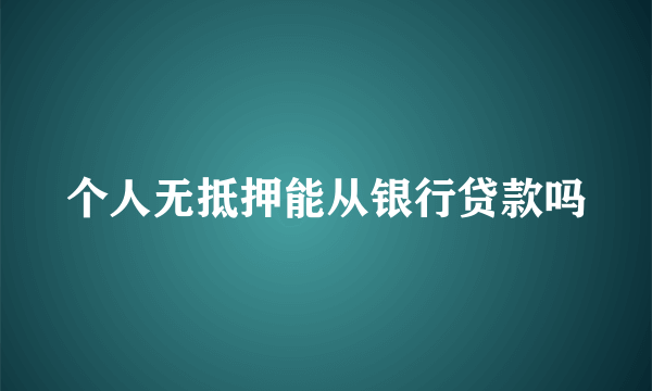 个人无抵押能从银行贷款吗