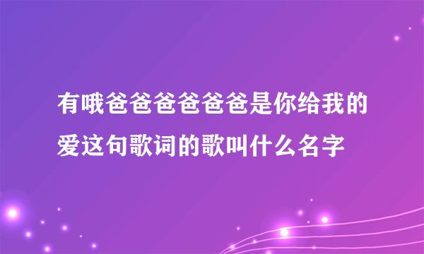 有哦爸爸爸爸爸爸是你给我的爱这句歌词的歌叫什么名字