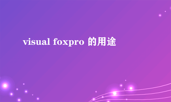 visual foxpro 的用途