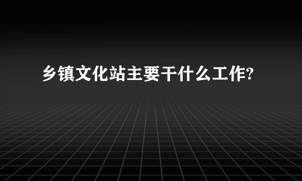 乡镇文化站主要干什么工作?