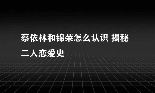 蔡依林和锦荣怎么认识 揭秘二人恋爱史