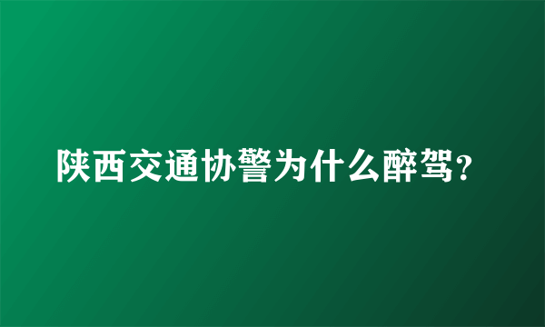 陕西交通协警为什么醉驾？