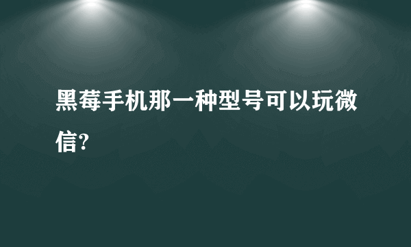 黑莓手机那一种型号可以玩微信?