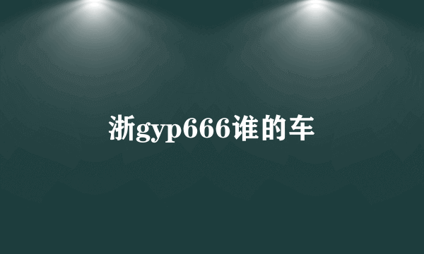 浙gyp666谁的车