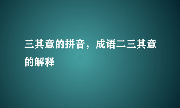 三其意的拼音，成语二三其意的解释