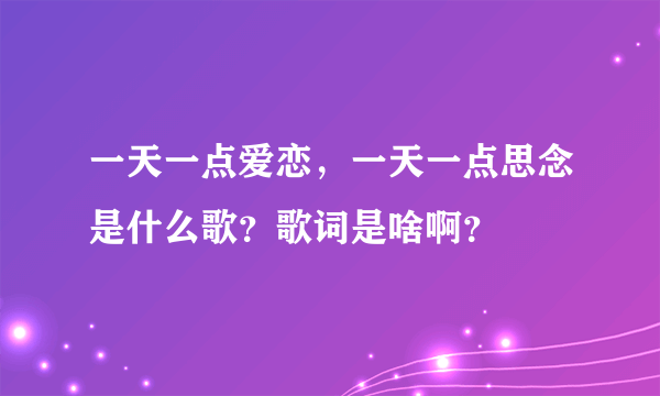 一天一点爱恋，一天一点思念是什么歌？歌词是啥啊？