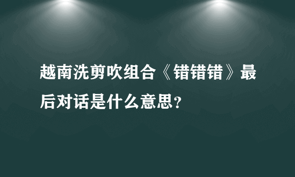 越南洗剪吹组合《错错错》最后对话是什么意思？