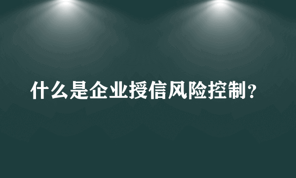 什么是企业授信风险控制？