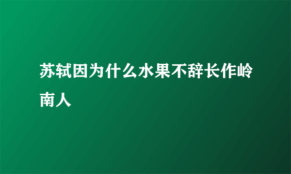 苏轼因为什么水果不辞长作岭南人