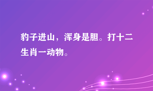 豹子进山，浑身是胆。打十二生肖一动物。