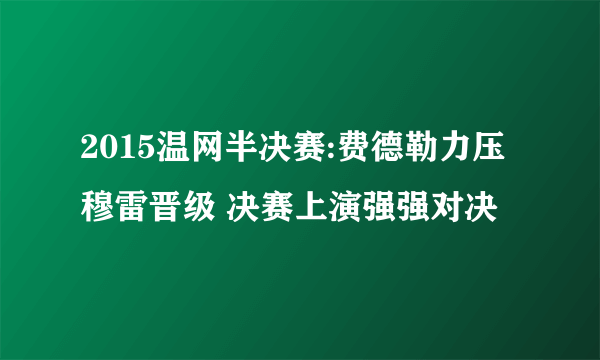 2015温网半决赛:费德勒力压穆雷晋级 决赛上演强强对决