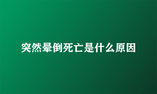 突然晕倒死亡是什么原因