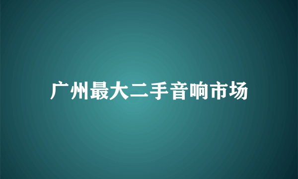 广州最大二手音响市场