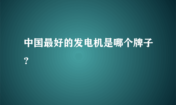 中国最好的发电机是哪个牌子？